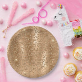 Gouden Glitzy Glitter Luipaard Print Papieren Bordje (Feest)
