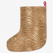 Gouden Glitzy Glitter Sparkle Zebra Print Grote Kerstsok (Achterkant)