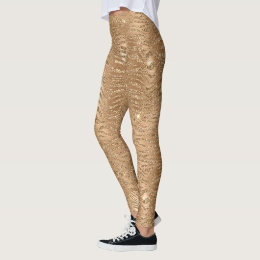 Gouden Glitzy Glitter Sparkle Zebra Print Leggings (Links)
