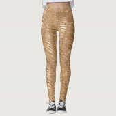 Gouden Glitzy Glitter Sparkle Zebra Print Leggings (Voorkant)