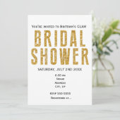 Gouden Glitzy Glitter Vrijgezellenfeest Glam Invit Kaart (Staand voorkant)