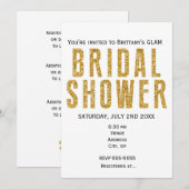 Gouden Glitzy Glitter Vrijgezellenfeest Glam Invit Kaart (Voorkant / Achterkant)