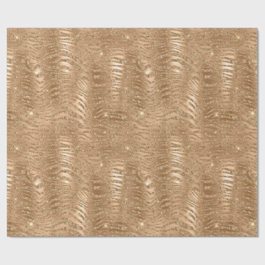 Gouden Glitzy Glitter Zebra Print Cadeaupapier (Vlak)