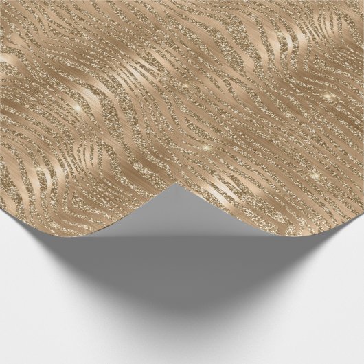 Gouden Glitzy Glitter Zebra Print Cadeaupapier (Hoek)