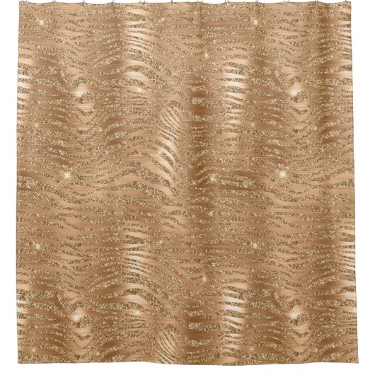 Gouden Glitzy Glitter Zebra Print Douchegordijn (Voorkant)