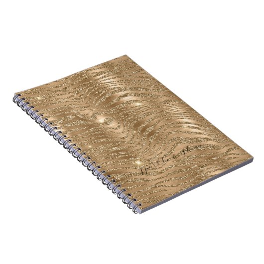 Gouden Glitzy Glitter Zebra Print Notitieboek (Rechterzijde)