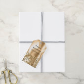 Gouden Glitzy Leopard Dierlijke Glam Cadeaulabel (Met Touw)