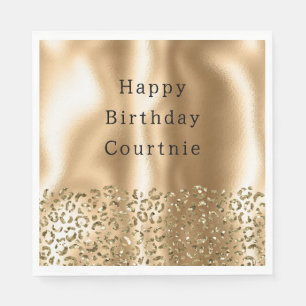 Gouden Glitzy Leopard Dierlijke Glam Servet