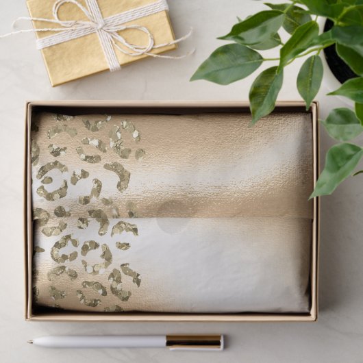 Gouden Glitzy Leopard Dierlijke Glam Tissuepapier (Geschenk)