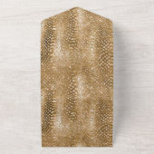 Gouden Glitzy Snake Huid Dierlijke Glam All In One Uitnodiging (Buitenkant)