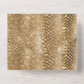 Gouden Glitzy Snake Huid Dierlijke Glam All In One Uitnodiging (Achterkant)