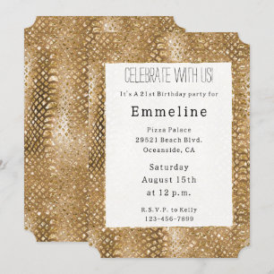 Gouden Glitzy Snake Huid Dierlijke Glam Kaart