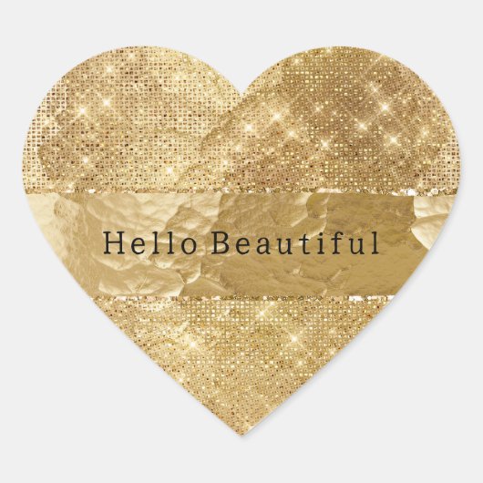 Gouden Glitzy Sparkle Hart Sticker (Voorkant)