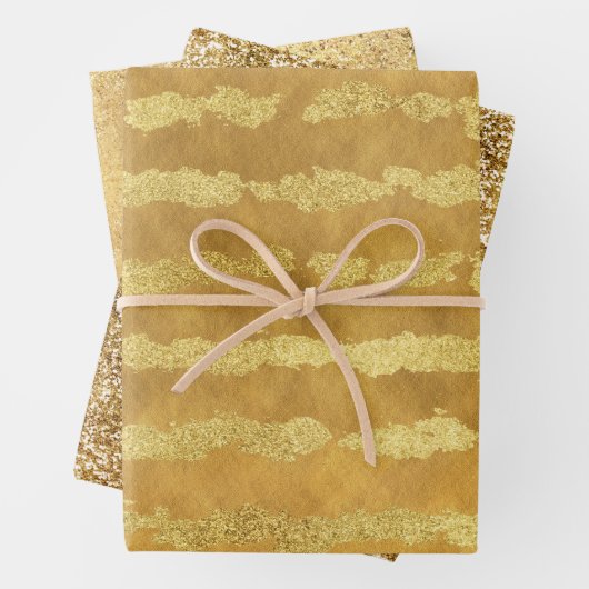Gouden glitzy strepen inpakpapier vel (In situ)