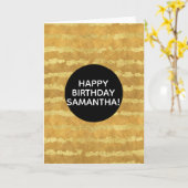 Gouden Glitzy Stripes gepersonaliseerd Kaart (Gele Bloem)