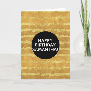 Gouden Glitzy Stripes gepersonaliseerd Kaart