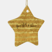 Gouden Glitzy Stripes Sparkle Shine Keramisch Ornament (Rechts)