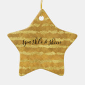 Gouden Glitzy Stripes Sparkle Shine Keramisch Ornament (Voorkant)