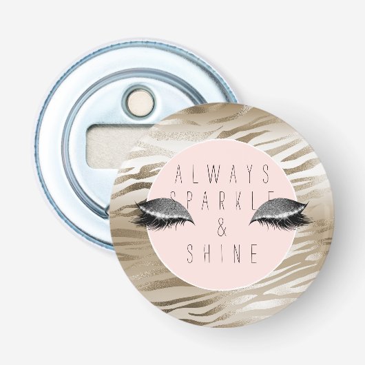 Gouden Glitzy Zilveren Glans Ogen        Button Flesopener (Voorkant)