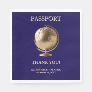 Gouden Globe Paspoort Reis Baby Shower Servet