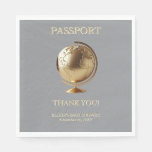 Gouden Globe Paspoort Reis Baby Shower Servet