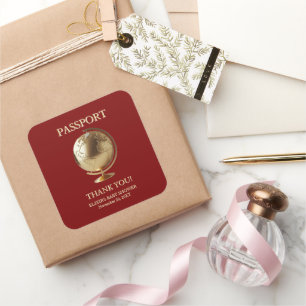 Gouden Globe Paspoort Reis Baby Shower Vierkante Sticker
