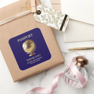 Gouden Globe Paspoort Reis Baby Shower Vierkante Sticker