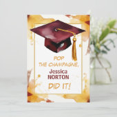 🎓Gouden Gloed Aangepaste Afstudeeraankondiging Kaart (Staand voorkant)