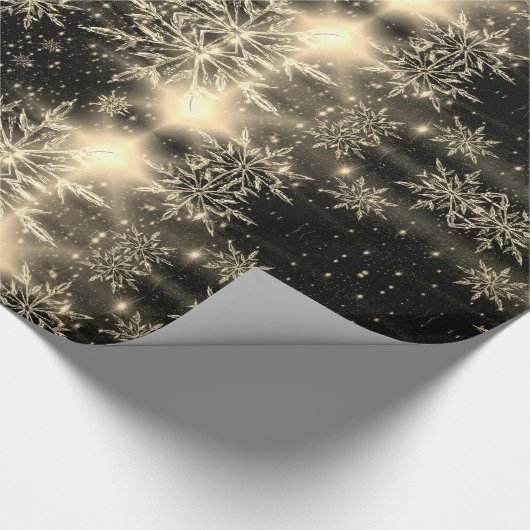 Gouden gloed brons sneeuwvlok inpakpapier (Hoek)