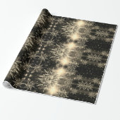 Gouden gloed brons sneeuwvlok inpakpapier (Uitgerold)