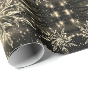 Gouden gloed brons sneeuwvlok inpakpapier