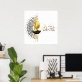 Gouden Gloed: Een Diwali Zegen Poster (Thuiskantoor)