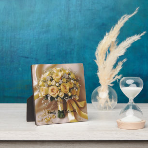 "Gouden Gloed: Een Gehoningd Rozenboeket van Liefd Fotoplaat