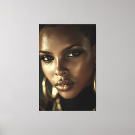 Gouden Gloed Melanine Fierce Portret Canvas Afdruk