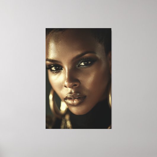 Gouden Gloed Melanine Fierce Portret Canvas Afdruk (Voorkant)