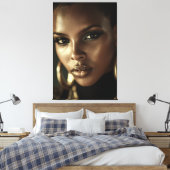 Gouden Gloed Melanine Fierce Portret Canvas Afdruk (Insitu (Slaapkamer))