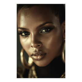 Gouden Gloed Melanine Fierce Portret Foto Afdruk