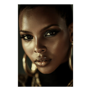 Gouden Gloed Melanine Fierce Portret Perfect Poster