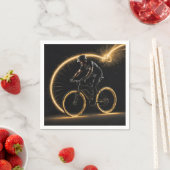Gouden gloed neon fiets met lichte paden servet (Insitu)