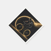 Gouden gloed neon fiets met lichte paden servet (Hoek)