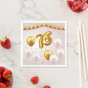 Gouden Gloed Sweet 16 Feestje Servet