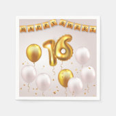Gouden Gloed Sweet 16 Feestje Servet (Voorkant)