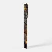 Gouden Gloed Veer- en Bladtextuur iPhone Hoesje (Rechterkant)