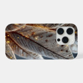 Gouden Gloed Veer- en Bladtextuur iPhone Hoesje (Achterkant horizontaal)