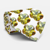 Gouden Glow – Gele Edelsteen Bloem Ontwerp Stropdas (Opgerold)