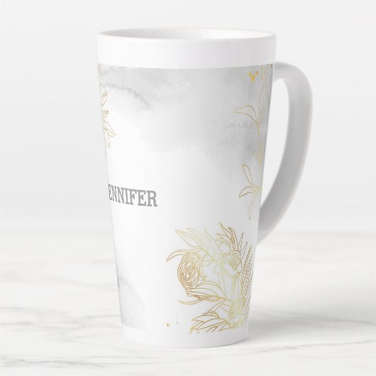 Gouden Glowers op gemarmerd Latte Mok (Rechterhoek)