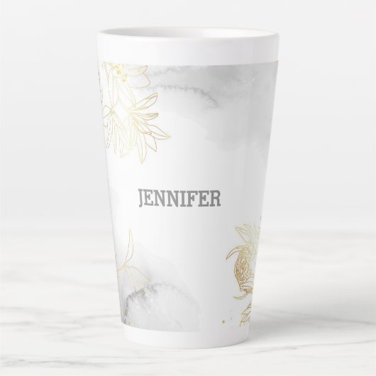 Gouden Glowers op gemarmerd Latte Mok (Voorkant)