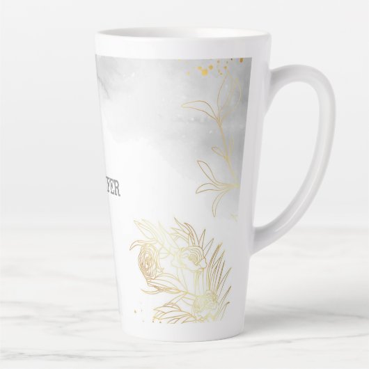 Gouden Glowers op gemarmerd Latte Mok (Rechts)