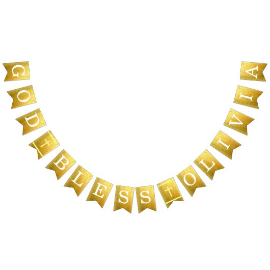 Gouden God zegene 6 letters Naam doop Communie Vlaggetjes (Alle)