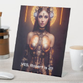 Gouden Godin Cyborg Reclamebord Met Voetstuk (Insitu)